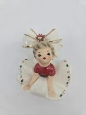 Vtg 1963 Inarco Big Bow Poinsettia Christmas Dress Bloomer Girl Figurine E-1265 picture