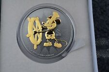 2017 1 Oz Silver Nieu 2$ STEAMBOAT WILLIE MICKEY MOUSE Ruthenium & gilded coin picture