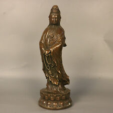30cm Exquisite fengshui decor copper carved kwan yin guan yin big statue goddess picture