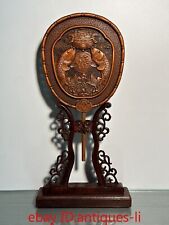 Antique Boxwood Hand Carved Fortune Palace Fan picture