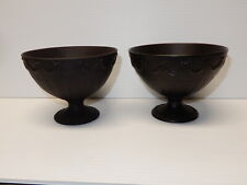 ANTIQUE WEDGWOOD BLACK BASALT PAIR OPEN CANDY DISHES CA. 1954 picture
