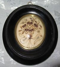ANTIQUE FRENCH MOURNING HAIR ART CONVEX GLASS FRAME RELIQUARY DATED 26 AOUT 1891 picture