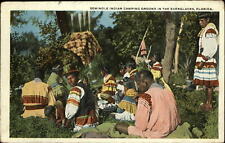 Everglades Florida Seminole Indian Camp costumes DPO Boca Grande 1921 postcard picture