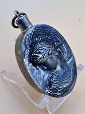 Vintage Sterling Perfume Flask with Art Nouveau Style Lady Decor Screw top Ring picture