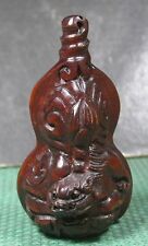 CHINESE Brown HAND made Boxwood Wood Display Dragon Gourd 922780 picture