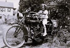 Vintage Biker Photo/Early 1900's/YOUNG CHILD ON EARLY INDIAN/4x6 B&W Reprint picture