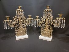 Antique Victorian Girandole Candelabra Pair, Antique Italian Brass Girandole Set picture