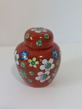 Vintage SRG Japan Porcelain Miniature Ginger Jar with Lid Floral Pattern 2.5