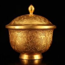 Chinese Rare Tang Dynasty Collection  Old copper gilded  bowl picture