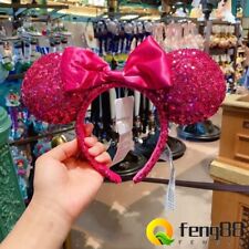Disney Parks Magenta Hot Pink Sequin Minnie Bow Ears Headband New picture