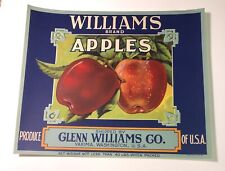 Williams Brand Apple Crate Label - Blue - Yakima - 1930's - Traung picture