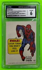 1967 Philadelphia Marvel Super Hero Sticker #42 Spider-Man Card CGC 6 picture