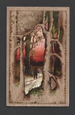 Christmas Greetings Man Cane Forest Scene Snow 1908 Antique Postcard 1¢ Franklin picture