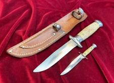 RARE 3 Pc SET VINTAGE COLONIAL PROV USA HUNTING KNIVES '50s CUB KNIFE +TWIN CASE picture
