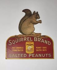 Antique 1930's  Squirrel Brand Salted Peanuts Store Cardboard Advertising Sign picture