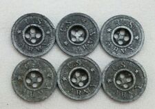WWI US Army steel trouser shirt buttons 11/16 in 17.5mm 28ligne lot of 6 B679 picture