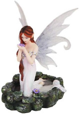 White Water Princess Fairy Kneeling in Pond Mystical Statue Figurine picture