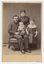 Antique c1880s Cabinet Card  Stunning Portrait Family of 4 Father With Beard picture