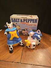 Pregnant Cow Vintage 2002 Ceramic Salt Pepper Shakers Clay Art New Baby Shower picture