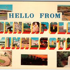 c1950s Minneapolis, MN Greetings Hello From Multi View Collage Vtg Minn PC A233 picture