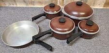 Set of Vintage Club Aluminum Cookware Pots and Pans Dutch Oven 4 Lids Brown 9pc picture