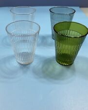 4 Vintage Small Plastic Textured Cups Green/White/Blue picture