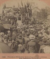 President McKinley Last Speech Buffalo NY Pan American Expo Stereoview 1901 picture