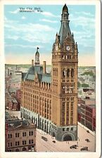 C.1920s Milwaukee WI The City Hall Trolley Motor Cars Wisconsin Postcard A333 picture