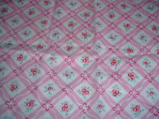 Vtg 60s Cottage Romance Bubblegum Pink Roses & Bows Quilt Sew Fabric 40x19 #PB12 picture