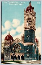 First Congregational Church Portland Oregon Street View Chapel Vintage Postcard picture