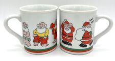 Vtg Papél HAPPY HOLIDAYS Christmas Mugs/Cups Santa Getting Dressed Made In Japan picture
