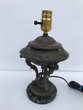 antique French art nouveau sculpted metal black marble small lamp picture