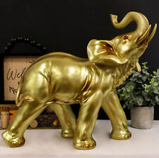 Auspicious Large Thai Buddha Feng Shui Golden Elephant With Trunk Up Statue picture