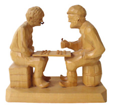 Caron Carving Vintage Sculpture Wood Checkers Game Folk Art Canadian Artwork picture