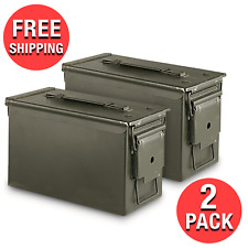 (2-Pack) M2A1 .50 Caliber Ammo Can Waterproof U.S Military Storage Metal Latch picture