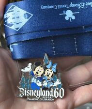 ❤️ Disneyland 60 Anniversary Diamond Celebration Lanyard Pin Mickey Minnie NWT picture