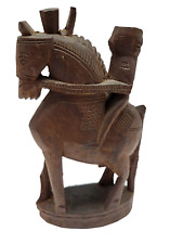 VINTAGE WODEN HORSE WITH RIDER VINTAGE HORSE INDIAN HANDICRAFT FIGURINE picture