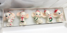 VTG Napco 1950’s SET OF 5 Retro Ceramic Christmas Mouse Miniature Figurines picture