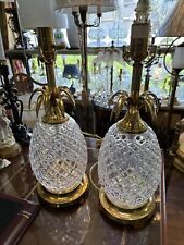 Beautiful Pair Of Pineapple Crystal And Brass Table Lamps  picture