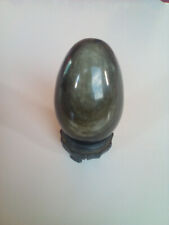 Vintage / Antique Celestial Eye Black Obsidian Egg with Two Glowing Eyes picture