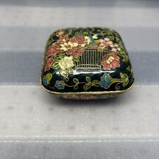 Vintage Cloisonné Jewelry/ Trinket Keepsake Box Egg Shape Floral  Easter picture