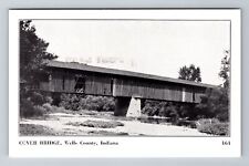 Wells County IN-Indiana, Covered Bridge, Antique Vintage Souvenir Postcard picture