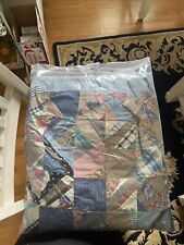 Vintage Patchwork Quilt Top Pinned To Backing. 68 X 80. Blue Backing. picture