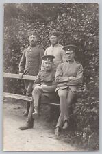 WWI RPPC Four German Soldiers Outdoor Park Group Portrait Postcard picture