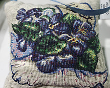 Hallmark Cute Stitched Violets Pillow... Hangs from Door Knob picture