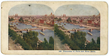 c1890's Colorized Stereoview Card 168 Amazing Panorama of Paris and River Seine picture