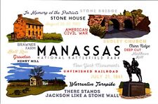 Manassas National Battlefield Park Virginia Typography & Icons Lantern  postcard picture