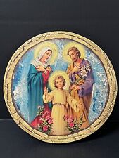 CARVED WOOD ICON OF HOLY FAMILY picture