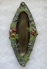 Antique ART NOUVEAU ANGELS ROSES BRONZE OR BRASS JEWELRY Dresser PIN TRAY SIGNED picture