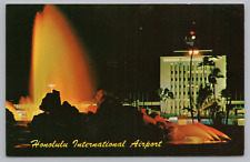 Postcard Hawaii Honolulu International Airport Nighttime Volcanic Theme Fountain picture
